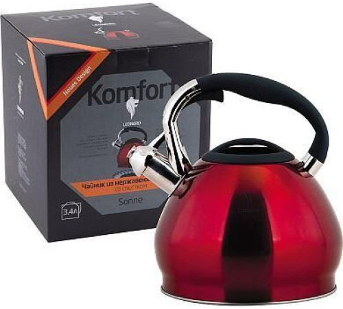 LEONORD Чайник из нерж.стали со свистком Sonne-3101R, объем - 3,4 л, окрашенный (002804)