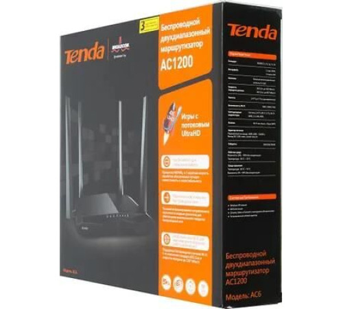 TENDA AC6 v5.0 AC1200 черный