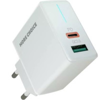 MORE CHOICE (4610196408649) NC61 СЗУ 1USB+1USB-C 3.0A PD 20W+QC3.0 быстрая зарядка White