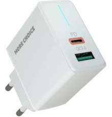 MORE CHOICE (4610196408649) NC61 СЗУ 1USB+1USB-C 3.0A PD 20W+QC3.0 быстрая зарядка White