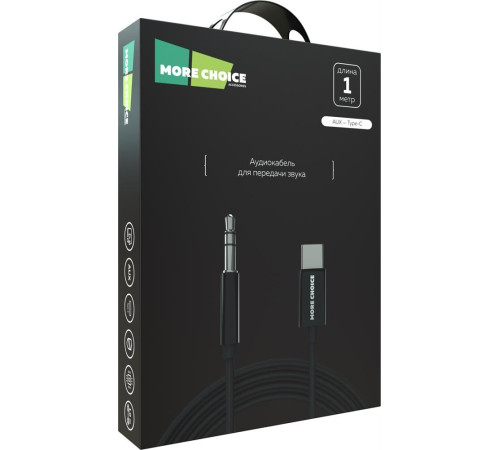 MORE CHOICE (4610196409844) UK28a AUX 3.5mm Type-C 1м Black
