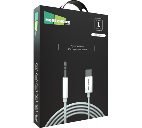 MORE CHOICE (4610196409851) UK28a AUX 3.5mm Type-C 1м White