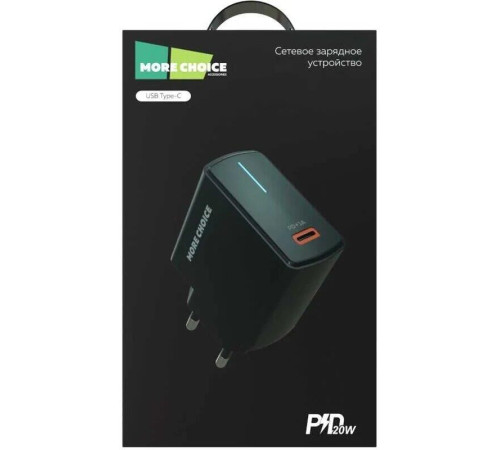 MORE CHOICE (4610196409936) NC60 1USB-C 3.0A PD 20W быстрая зарядка Black