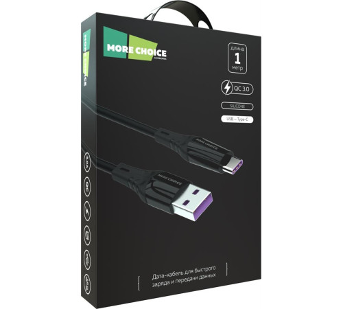 MORE CHOICE (4620202550033) K35a USB 3.0A для Type-C силикон 1м Black