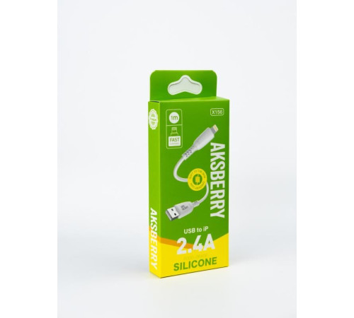 AKSBERRY (6972969383132) X156 Silicone iPhone 2.4A 1м белый