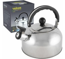 БЕЗ ТМ Чайник Casual, объем 2 л, из нерж стали со свистком, зеркальная полировка, (004259)