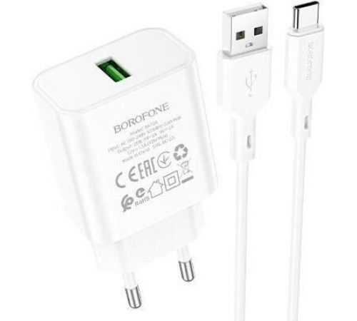 СЗУ BOROFONE (6974443388596) BA72Aa White СЗУ 1USB 3.0A QC3.0 18W быстрая зарядка