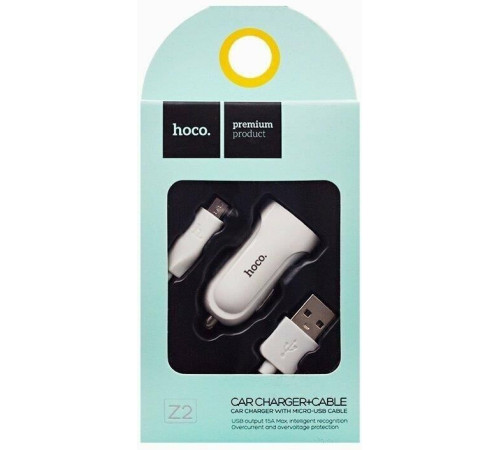 HOCO (6957531067788) Z2 White АЗУ 1USB 1.5A для micro USB