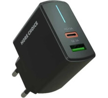 MORE CHOICE (4620202551245) NC61a Black - 1USB+1USB-C 3.0A PD 20W+QC3.0 быстрая зарядка для Type-C