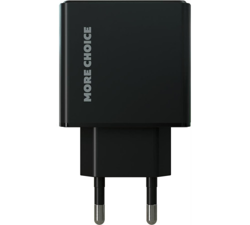 MORE CHOICE (4620202551245) NC61a Black - 1USB+1USB-C 3.0A PD 20W+QC3.0 быстрая зарядка для Type-C