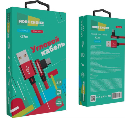 MORE CHOICE (4627151196985) K27m USB 2.1A microUSB красный - 1,0m