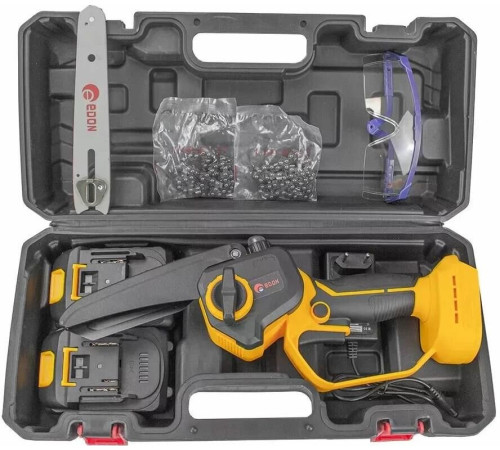 Пила цепная аккумуляторная бесщеточная EDON ANS-21/6BL черный/желтый 25165