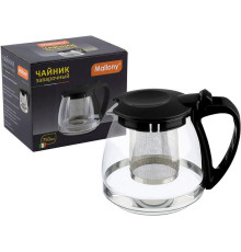MALLONY Чайник заварочный DECOTTO-750, объем: 750 мл, с пластик ручкой, фильтр из нерж стали, цвет: чёрный (910132)