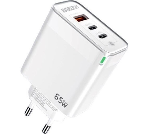 AKSBERRY (6974929200114) T50 USBC+USBC+ USBA QC3.0 65w (белый)