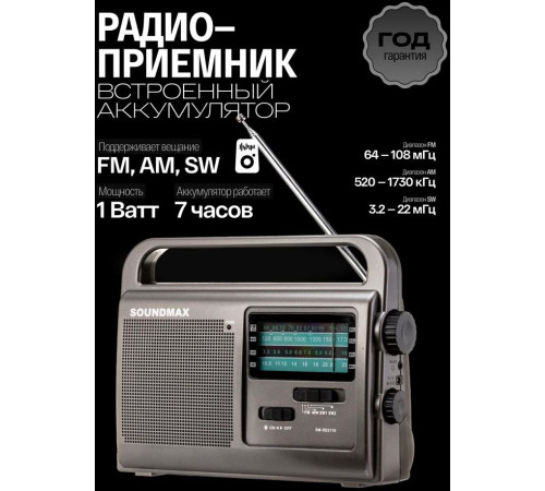 SOUNDMAX SM-RD2110 темно-серый