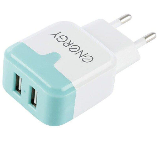 ENERGY Сетевое зарядное устройство ET-33, 2 USB разъёма, 2,1А, цвет - белый (104291)