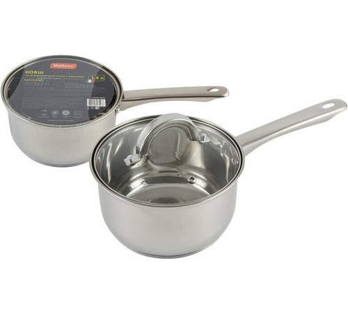 MALLONY Ковш Mediano, объем 1,9 л, диа 16 см, из нерж стали с крышкой (005441)