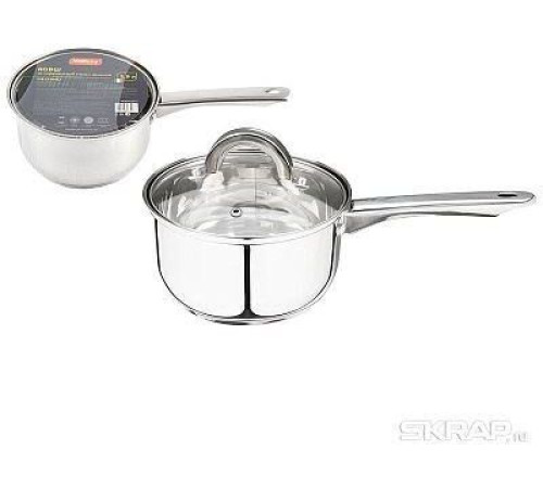 MALLONY Ковш Mediano, объем 1,9 л, диа 16 см, из нерж стали с крышкой (005441)