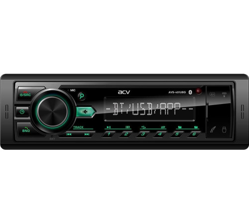 ACV AVS-401UBG (1din/База 36мм/зеленая/Bluetooth/USB/TYPE-C/AUX/SD/FM/4*50)