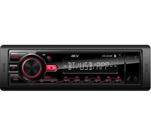 ACV AVS-401UBR (1din/База 36мм/красная/Bluetooth/USB/TYPE-C/AUX/SD/FM/4*50)