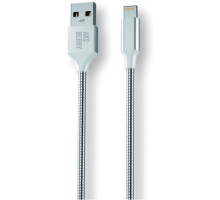 AKSBERRY (6900288560019) X161 Spring Lightning 2.4A., 1м в металлической оплетке, серебристый