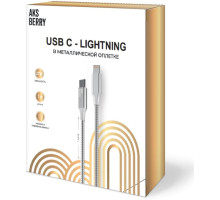 AKSBERRY (6900288570018) X161 Spring USB C to Lightning 9V/3A, 27W 1м в металлической оплетке, серебристый