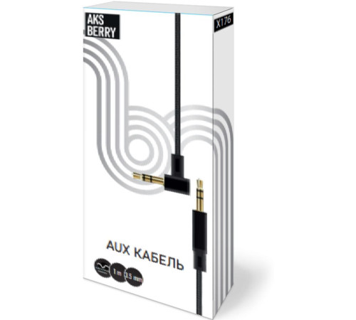 AKSBERRY (6900284120010) x176 угловой jack 3.5мм круглый в тканевой оплетке 1м, черный