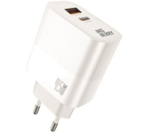 AKSBERRY (6900286930012) T45 45W PD/QC3.0 + кабель type c, белый