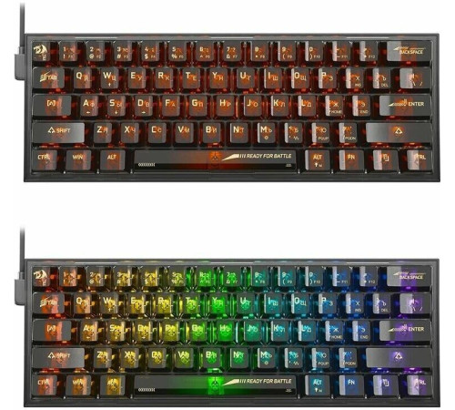 REDRAGON (71737) Fizz RU,RGB,прозрачный черный, механическая