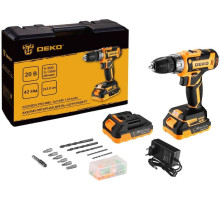 DEKO GCD20DU PRO в кейсе + набор 63 инструмента для дома, 20В, 2х3.0Ач 083-1039