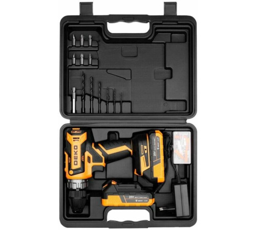 DEKO GCD20DU PRO в кейсе + набор 63 инструмента для дома, 20В, 2х3.0Ач 083-1039