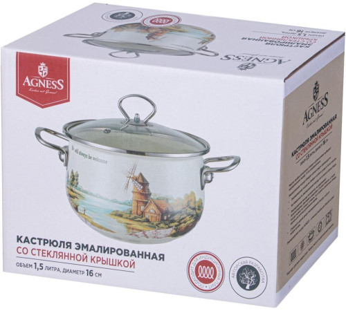 Кастрюля AGNESS 943-065 FAMILY HOUSE со ст.крышкой 1,5л
