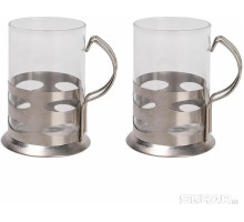 MALLONY Набор из 2-х стаканов, Boccale, объем по 200 мл, стеклянных в подстаканнике из нерж стали (104870)