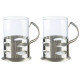 MALLONY Набор из 2-х стаканов, Boccale, объем по 200 мл, стеклянных в подстаканнике из нерж стали (104870)