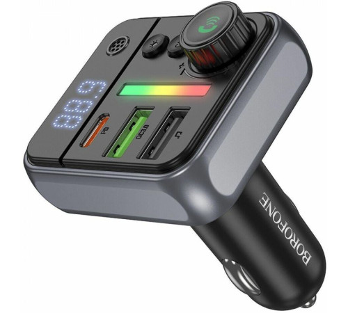 BOROFONE (6941991115257) BC50 FM-трансмиттер+АЗУ 2USB+1Type-C PD20W+QC3.0 , Black