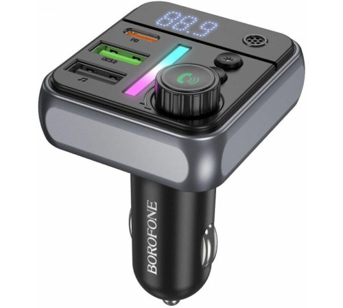 BOROFONE (6941991115257) BC50 FM-трансмиттер+АЗУ 2USB+1Type-C PD20W+QC3.0 , Black