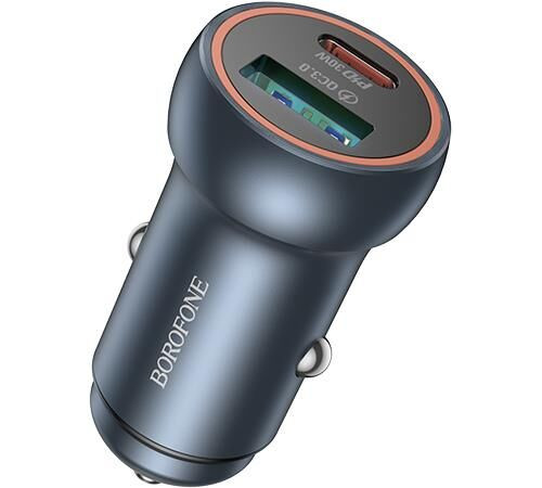 BOROFONE (6941991118579) BZ32A 1USB+1Type-C 3.0A PD30W+QC3.0 , Metal grey