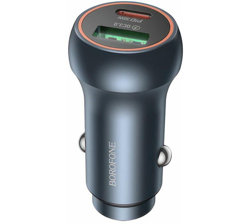 BOROFONE (6941991118579) BZ32A 1USB+1Type-C 3.0A PD30W+QC3.0 , Metal grey