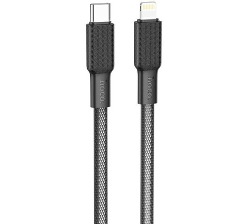 Кабель HOCO (6931474760180) X69ia USB 2.4A PD 20W для Lightning 8-pin Type-C , нейлон 1м- черны/белый