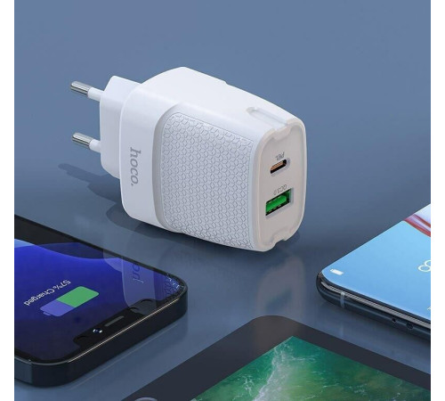 HOCO (6931474769824) C100Aaa 1USB+1Type-C 3.0A QC3.0 PD 20W , White