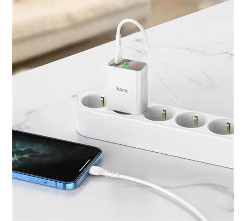 HOCO (6931474769824) C100Aaa 1USB+1Type-C 3.0A QC3.0 PD 20W , White