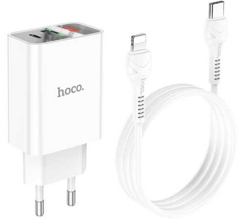 HOCO (6931474769824) C100Aaa 1USB+1Type-C 3.0A QC3.0 PD 20W , White