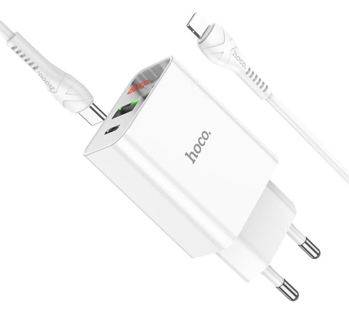 HOCO (6931474769824) C100Aaa 1USB+1Type-C 3.0A QC3.0 PD 20W , White