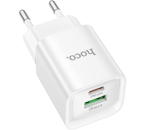 СЗУ HOCO (6942007630276) C147A 1USB+1Type-C 3.0A PD 20W+QC3.0 , White