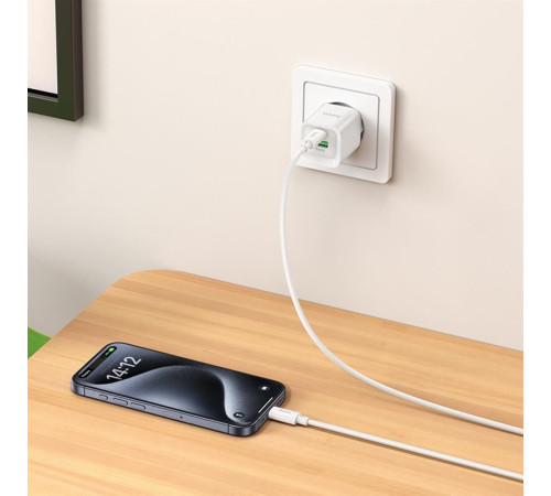 СЗУ HOCO (6942007630276) C147A 1USB+1Type-C 3.0A PD 20W+QC3.0 , White