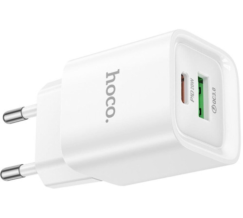 СЗУ HOCO (6942007630276) C147A 1USB+1Type-C 3.0A PD 20W+QC3.0 , White