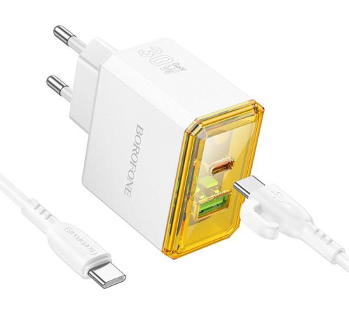 BOROFONE (6941991110696) BAS32A 1USB+1Type-C 3.0A QC3.0 PD 30W White