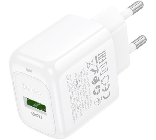 HOCO (6942007631457) CS52A 1USB 3.0A QC3.0 18W White