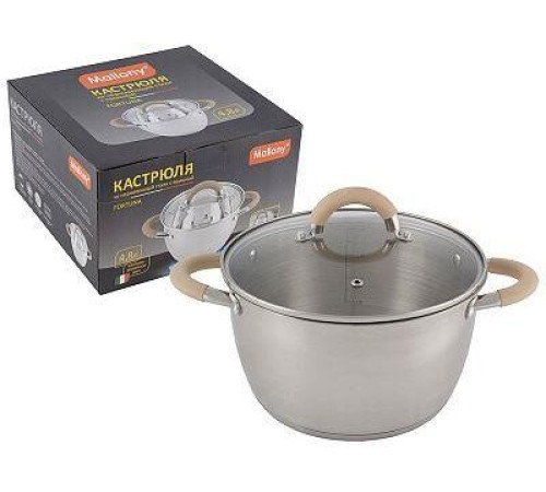 MALLONY Кастрюля Fortuna, объем 4,5 л, из нерж стали с крышкой (007220)