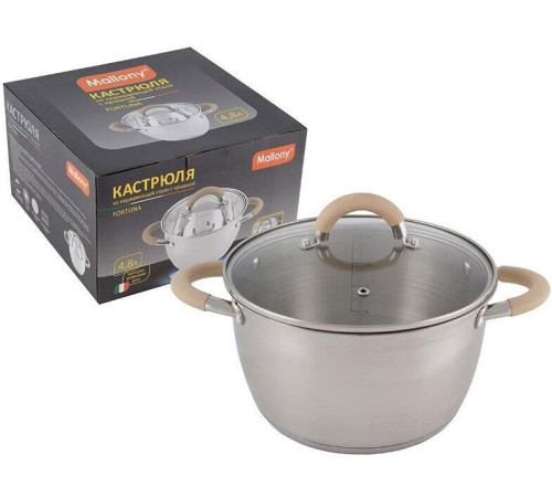 MALLONY Кастрюля Fortuna, объем 4,5 л, из нерж стали с крышкой (007220)
